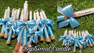 Christening Candles DIY  how to make Baptismal Candle  Double Ribbon [upl. by Enilesoj]