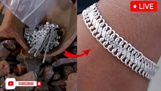 This is the process of making a silver bracelet🔥🔨🔨 silver gold viral video jewellry jewellry [upl. by Arianne]