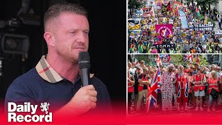 Crowds gather for Tommy Robinson protest and countermarch in London [upl. by Annoit]