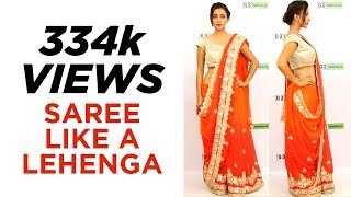 HOW TO DRAPE YOUR SILK SAREE IN PERFECT LEHENGA STYLESTEP BY STEP FOR BEGINNERS GUIDEHINDI [upl. by Kinata]