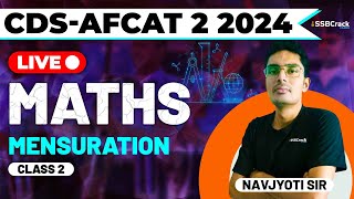 CDS amp AFCAT 2 2024 Exam Maths Live  Mensuration  Class 2 [upl. by Ellohcin]