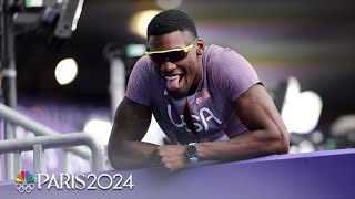 Fred Kerley shows patience while coasting into mens 100m semifinal  Paris Olympics  NBC Sports [upl. by Ilatan]