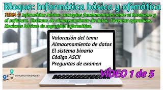 Informática básica y ofimática Tema 1 Informática básica Administrativos y Auxiliares del Estado [upl. by Maisel]