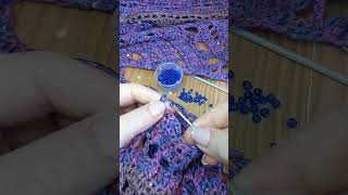 Shorts  How to add beads to a crochet shawl [upl. by Lynnelle]