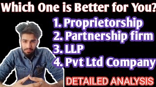 Full Analysis on Proprietorship Partnership firm Private Limited Company LLP [upl. by Nowell298]