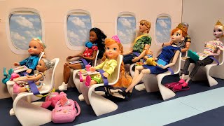 Airplane  Elsa amp Anna toddlers are flying on vacation  airport  Barbie dolls [upl. by Ahseket19]