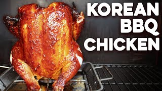 Spicy Korean BBQ Beer Can Chicken in the Pellet Smoker [upl. by Standing]