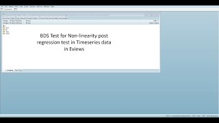 Performing BDS test to check for nonlinearity in timeseries regression in Eviews [upl. by Sissy787]