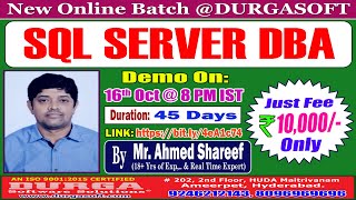 SQL SERVER DBA Online Training  DURGASOFT [upl. by Errol]