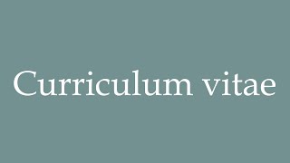 How to pronounce Curriculum vitae correctly in French [upl. by Naraa]