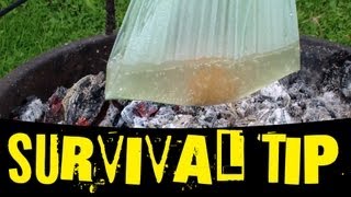 Survival Tip  Boiling water in a plastic bag [upl. by Adnuhser955]