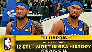 NBA 2K22 MyCareerMyLeague Ep 1 Eli Harris BREAKS STEAL RECORD on Debut Game [upl. by Nafets]