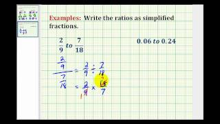 Examples Write a Ratio as a Simplified Fractions Involving Decimals and Fractions [upl. by Osanna]