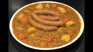 RECETTE SIMPLE RAPIDE ET DÉLICIEUSE LES LENTILLES AVEC DES SAUCISSES DE VEAU [upl. by Alemat]