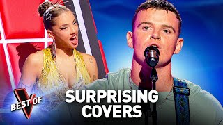 The most SURPRISING COVERS in the Blind Auditions of The Voice [upl. by Enelegna]