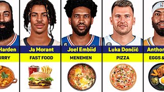 Notable NBA Players and the Foods They Love 🍕🥘🍗 [upl. by Allissa]