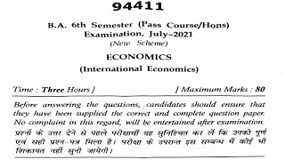 2021 MDU BA Pass Course 6th Sem Economics Question Paper BA 6th Sem Economics Question Paper 2021 [upl. by Notsirk]