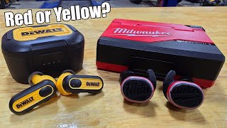 Dewalt ProX1 Wireless Earbuds Vs Milwaukee Bluetooth Jobsite Ear Buds [upl. by Hanyaz473]