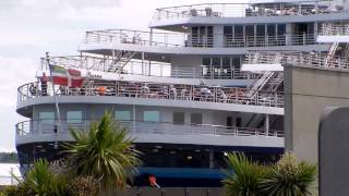 MS Marco Polo ex cruise ship Aleksandr Pushkin Cherbourg June 2014 [upl. by Aikemaj]