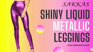 Shiny Liquid Metallic High Waist Stretch Leggingswomensfashion womensclothing [upl. by Theresita878]