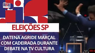 Datena agride Marçal com cadeirada durante debate na TV Cultura [upl. by Eilliw]