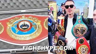 GEORGE KAMBOSOS JR RECEIVES FIRST OF MANY WORLD TITLE BELTS NEW UNIFIED CHAMPION FLOSSES HARDWARE [upl. by Nivlem]