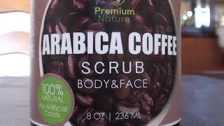 PREMIUM ARABICA COFFEE SCRUB BODY amp FACE REVIEW 100 NATURAL [upl. by Nedia]