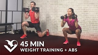 45 Min Weight Training Workout  Abs Home Strength Training Full Body Dumbbell Workout Women amp Men [upl. by Emylee]