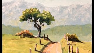 Malen mit Acryl Baum Bergpanorama Teil 22 [upl. by Okkin]