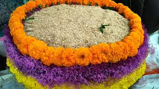 Making of Bathukamma బతుకమ్మ  Bathukamma Making  Bathukamma Flowers  Big Bathukamma [upl. by Bethanne]