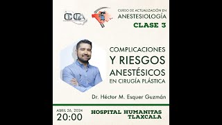 Clase 3 Complicaciones y riesgos anestésicos en cirugía plástica [upl. by Ostler]