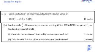 Q1ab  Computation  January 2015 CXC CSEC Mathematics Paper 2 [upl. by Aliuqaj]