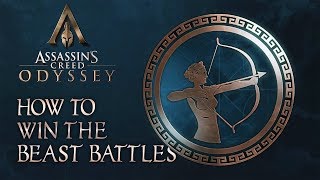 How to Win the Beast Battles in Assassins Creed Odyssey [upl. by Yelnek539]