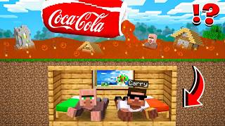 Carry Villager vs Coca Cola Lava Flood in Minecraft [upl. by Erskine486]