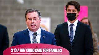 Trudeau and Kenney announce affordable childcare deal for Alberta [upl. by Ellenor]