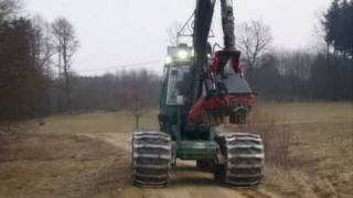 Driving behind a Harvester on a Forestry Road [upl. by Ayitahs259]