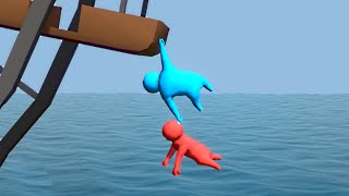 HANGING FROM A LEDGE Gang Beasts Funny Moments [upl. by Seedman]