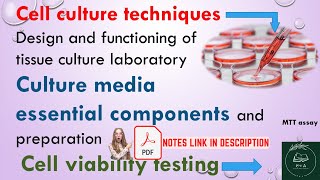 Cell culture techniquestissue culture laboratory Culture mediaCell viability testing MTT assay [upl. by Bruner]