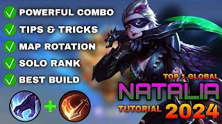 NATALIA Solo Rank Tutorial amp Guide 2024 English Skills Combo Best Build Tips amp Tricks  MLBB [upl. by Arreyt]