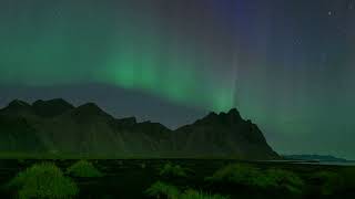 Aurora Borealis at Stokksnes Beach Vestrahorn Mountain Iceland September 12 2023 [upl. by Rochester]