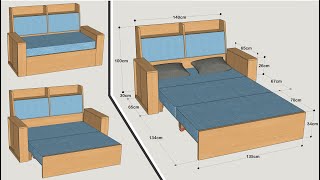 HOW TO MAKE A SOFA BED WITH CABINETS STEP BY STEP [upl. by Feerahs]