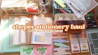 SHOPEE STATIONERY HAUL ðŸ§¡  HUGE GIVEAWAY all below 80 pesos  Aliah Mae âœ¨ [upl. by Nosnej269]