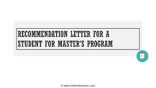 How to Write a Recommendation Letter for Student for Masters Program [upl. by Hashum]