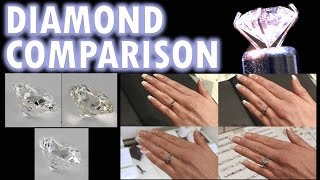 Diamond Size Comparison Color Clarity 2 Carat 1 Ct Ring on Finger Hand 3 5 12 Cut Price vvs women [upl. by Jehius]