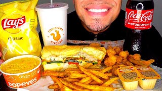 popeyes vs subway mukban eating show mouth sounds big bites no talking challenge asmr jerry [upl. by Arobed574]