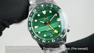 Zelos Mako GMT Malachite Timekeepers Edition Preowned [upl. by Andriana]