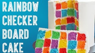 RAINBOW CheckerBoard Cake  How to Make a Surprise Inside Rainbow Cube Cake [upl. by Janeta863]