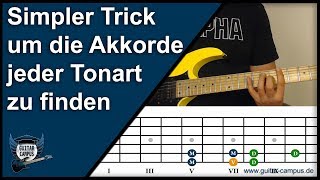 Simpler Trick um die richtigen Akkorde der jeweiligen Tonart zu finden ► Gitarre lernen [upl. by Egerton232]