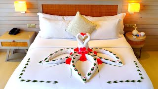 beautiful bed decorations for anniversary at home  towel decorations anniversary  AR LOVE [upl. by Eciruam]