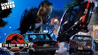 Dinosaurs in Downtown San Diego  The Lost World Jurassic Park 1997  Screen Bites [upl. by Yenaj]